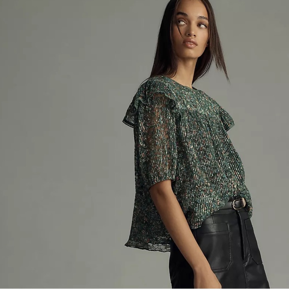 Anthropologie ⭐️NWT⭐️PORRIDGE LACE CREW-NECK BLOUSE size Small